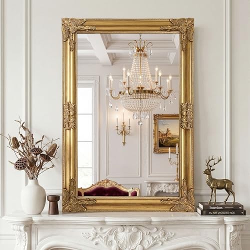 Vintage gold mirror for wall - mirror,