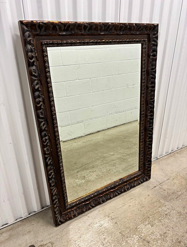 Ornate carved wood frame brown - carved,