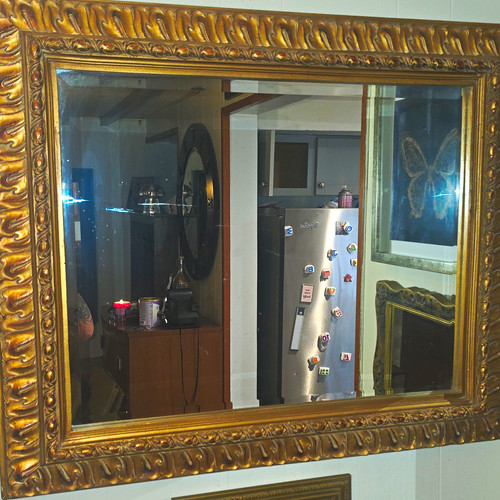 Rectangular gold wood framed - gold,