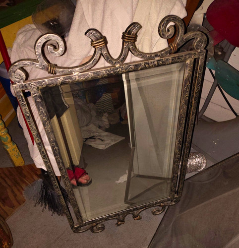Ornate silver metal - metal, framed