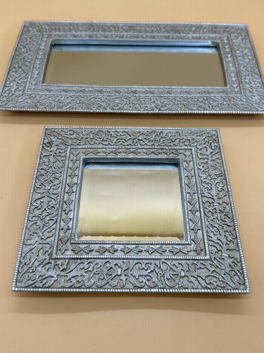 Ornate silver metal vanity - silver,